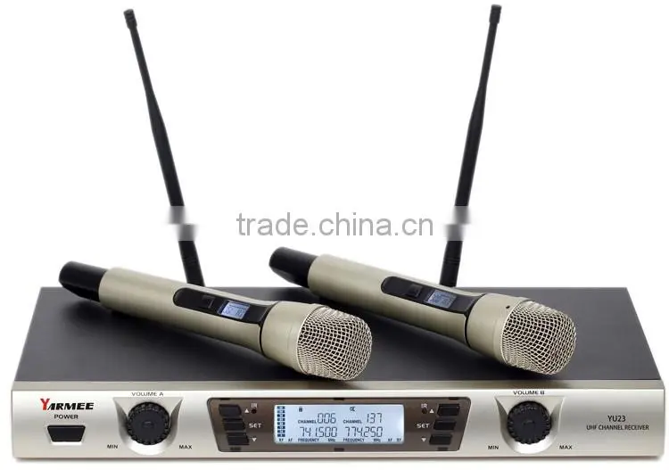 cheap wireless microphone UHF dual channel wireless microphone system