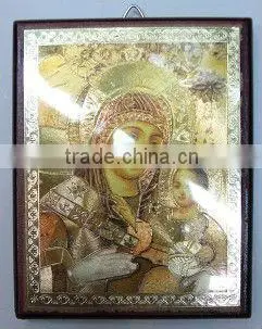 Madonna and Child Icon on Wooden Frame