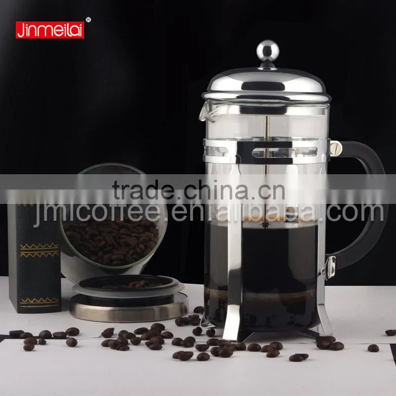 stainless steel coffee press, chrome plated coffee plunger, coffee pot 800ml