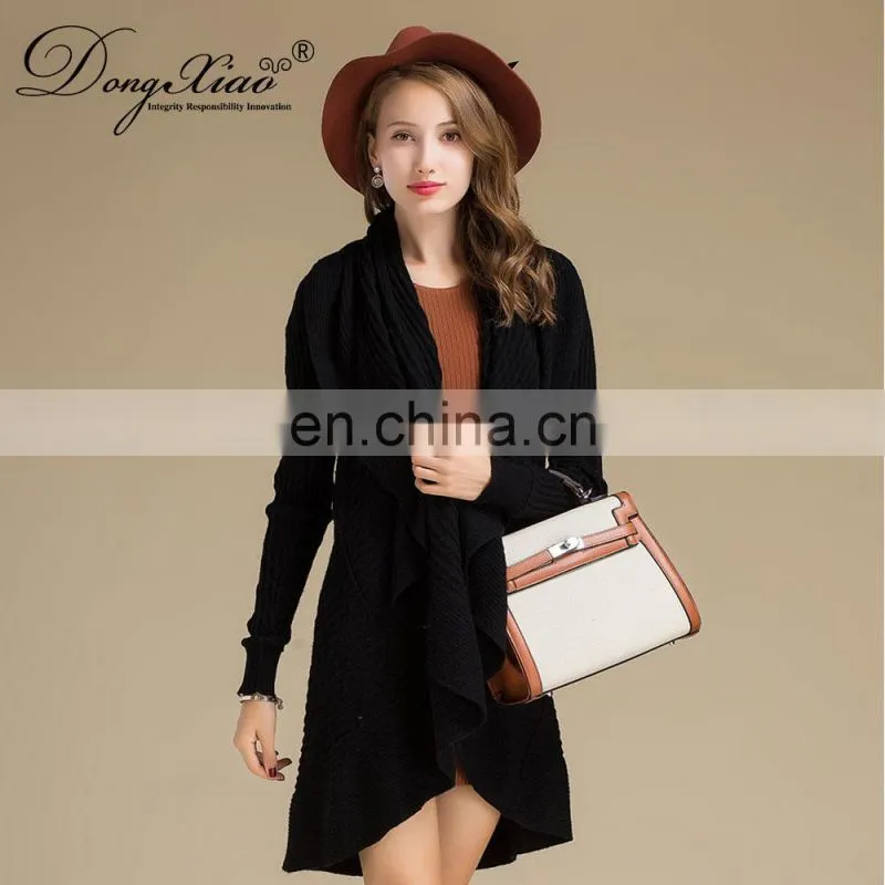 Womens Casual Sweater Cardigan Scarf Collar Long Cardigans Women's Cashmere Sweaters