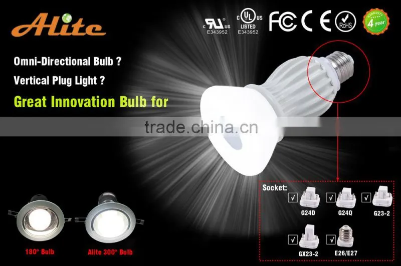 High Quality 9W LED G24 E27 Plug Light,PL Plug LED Lamp,Plc Plug Bulb