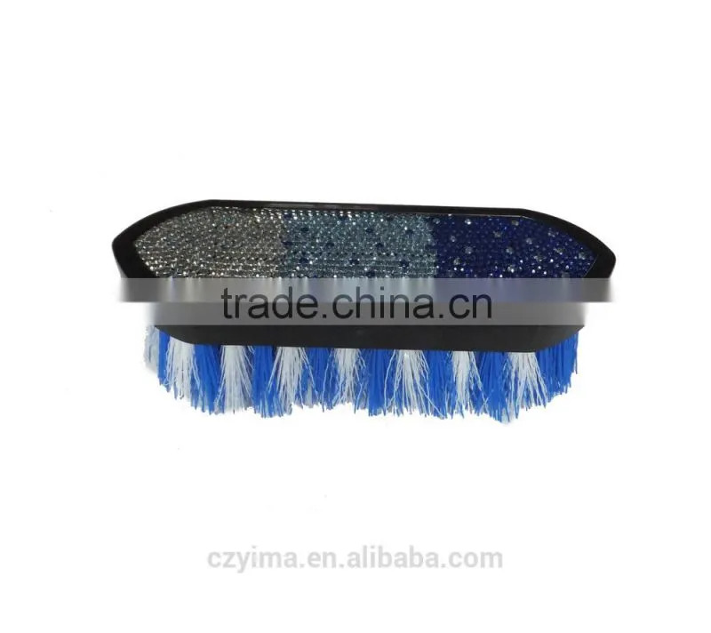 New! bling horse dandy brush with rhinestone/blue gradient pattern