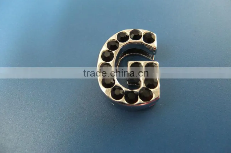 18mm Slide Letters with Black Rhinestone