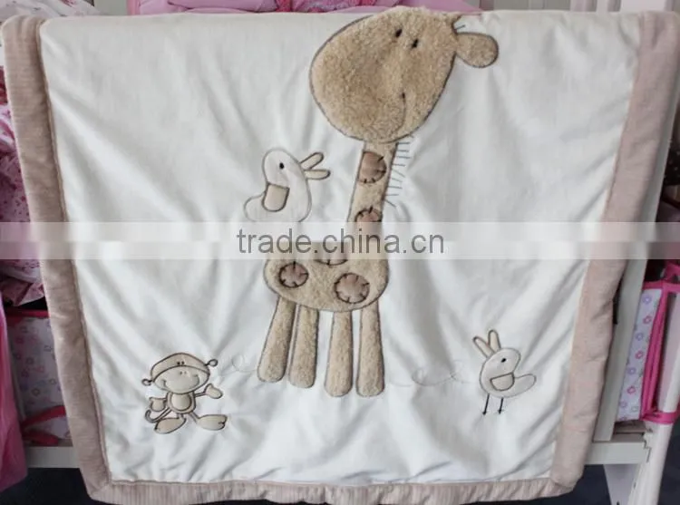 2015 new design applique 100% cotton OEM baby fluffy fleece blanket