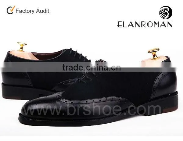 Black cow shining leather punch decorative men oxford shoes