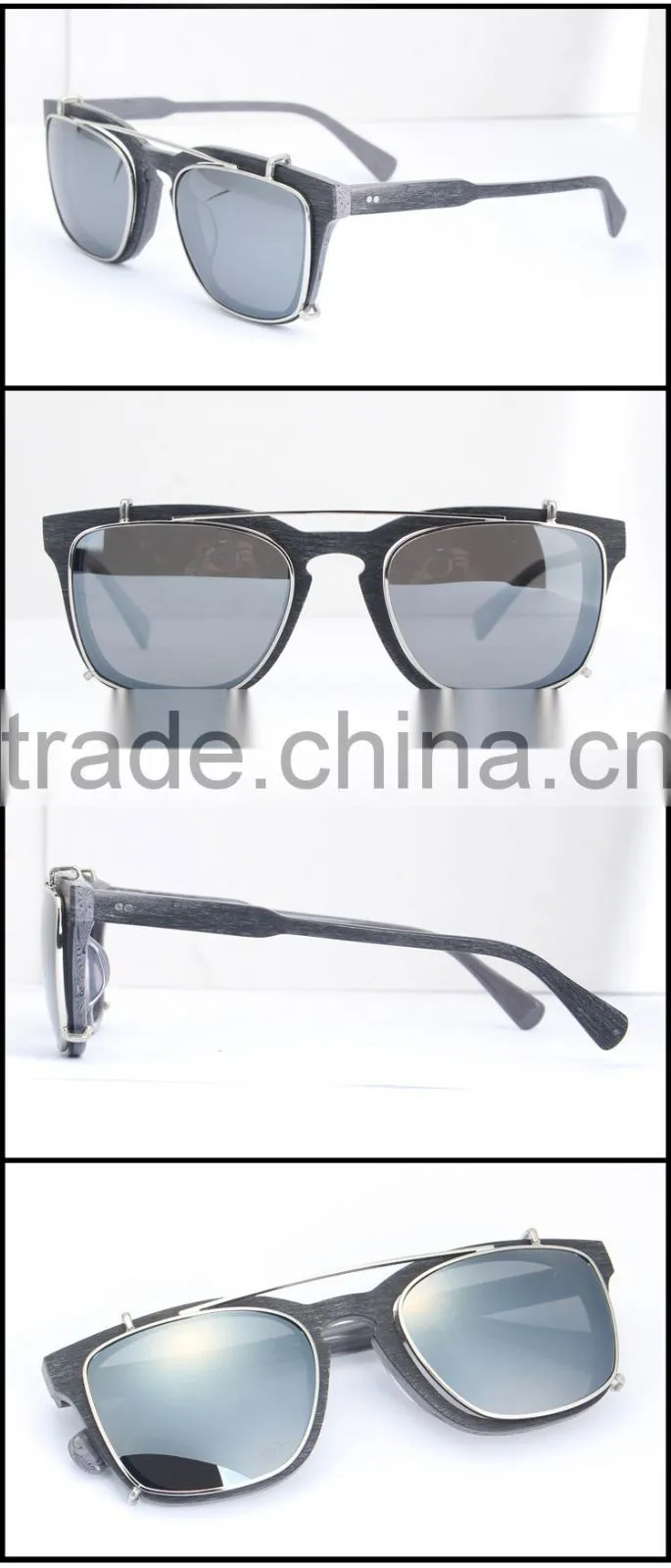 OEM Wood Sunglasses Acetate Frame Clip on Sunglasses