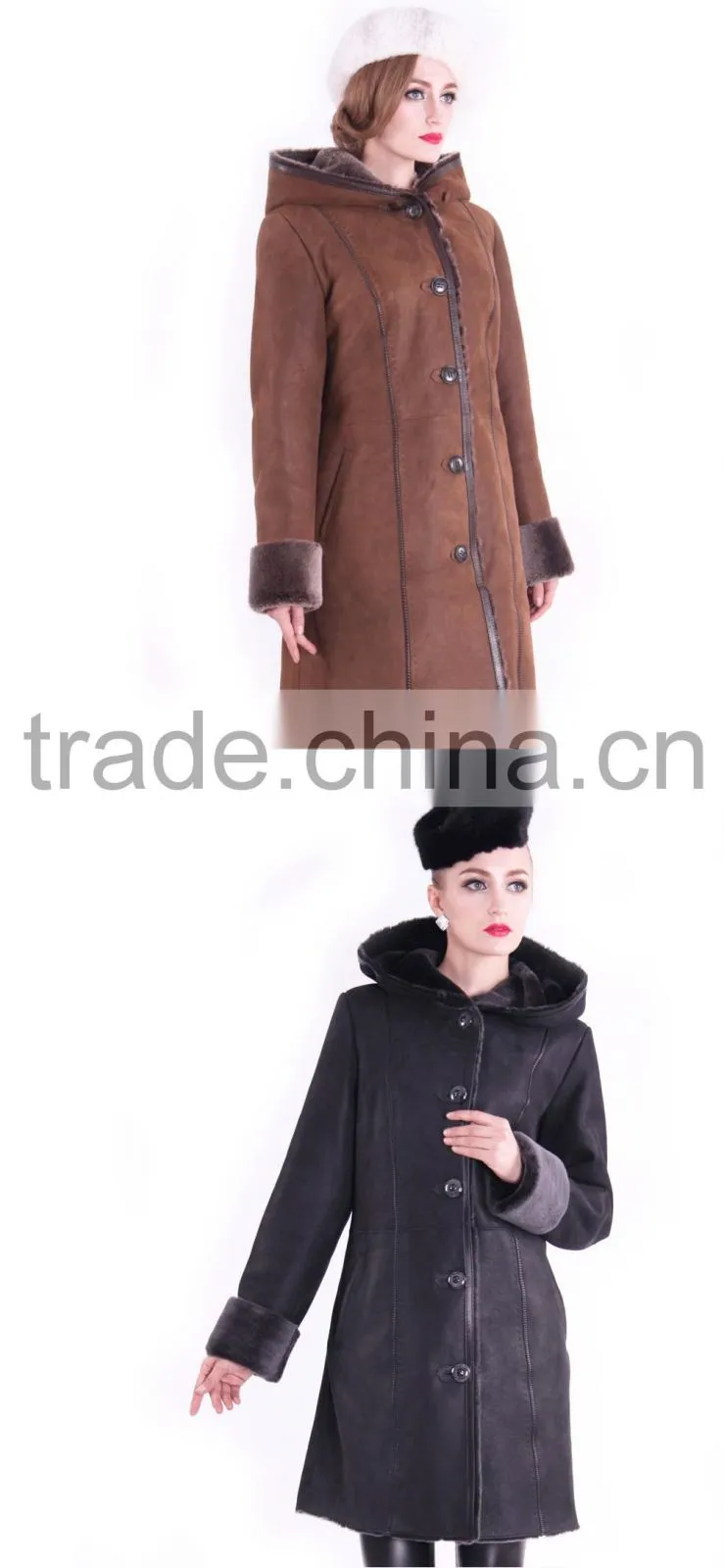 2015 New Design Winter Women Coat Long Slim Fit Wool Fur Overcoat