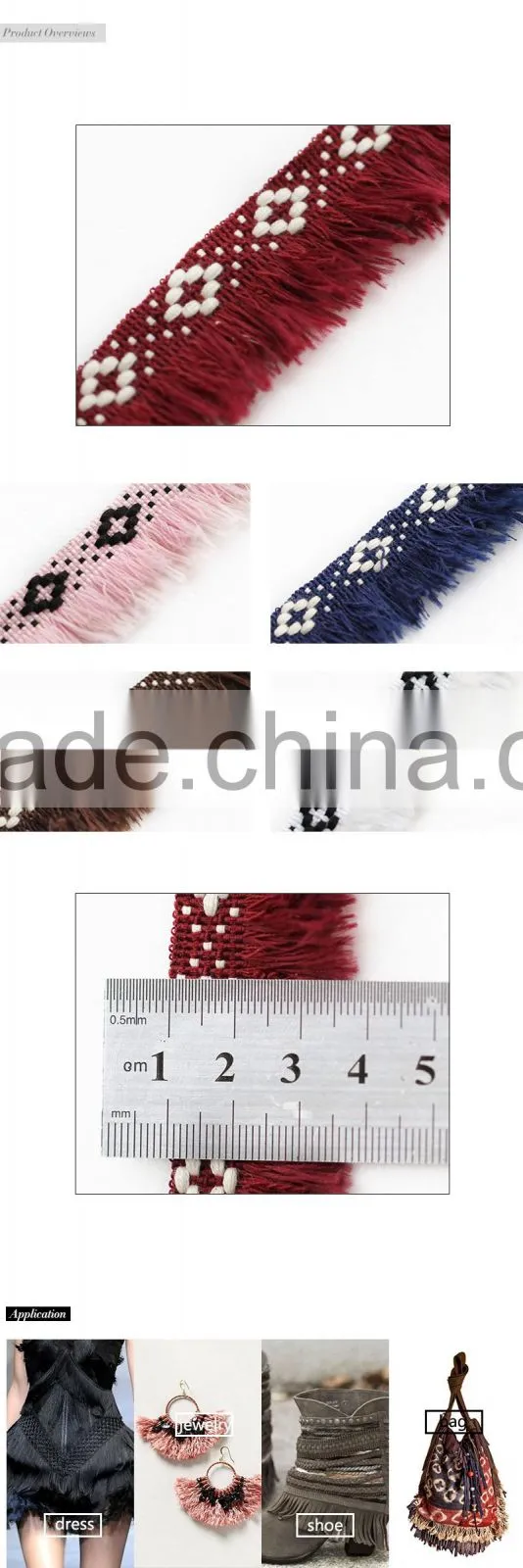 2016 Hot-sale Korean ethnic style polyester fringe trim for garment decoration