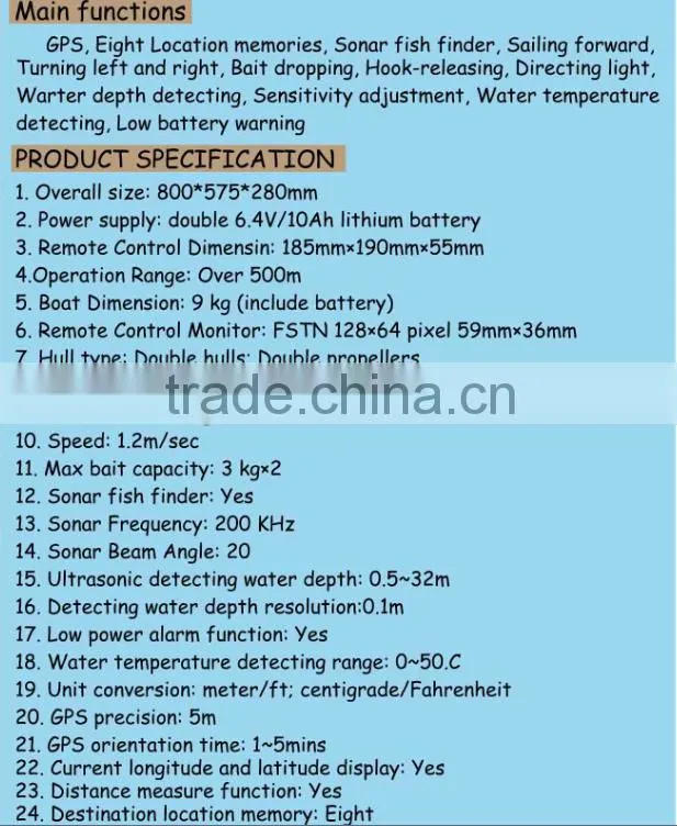 Outdoor Fishing Equipement JABO 3CG Remote Control Bait Boat ( sonar fishfinder & GPS)
