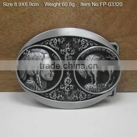Pressing zinc alloy fashion famous brand logo color plate belt buckle