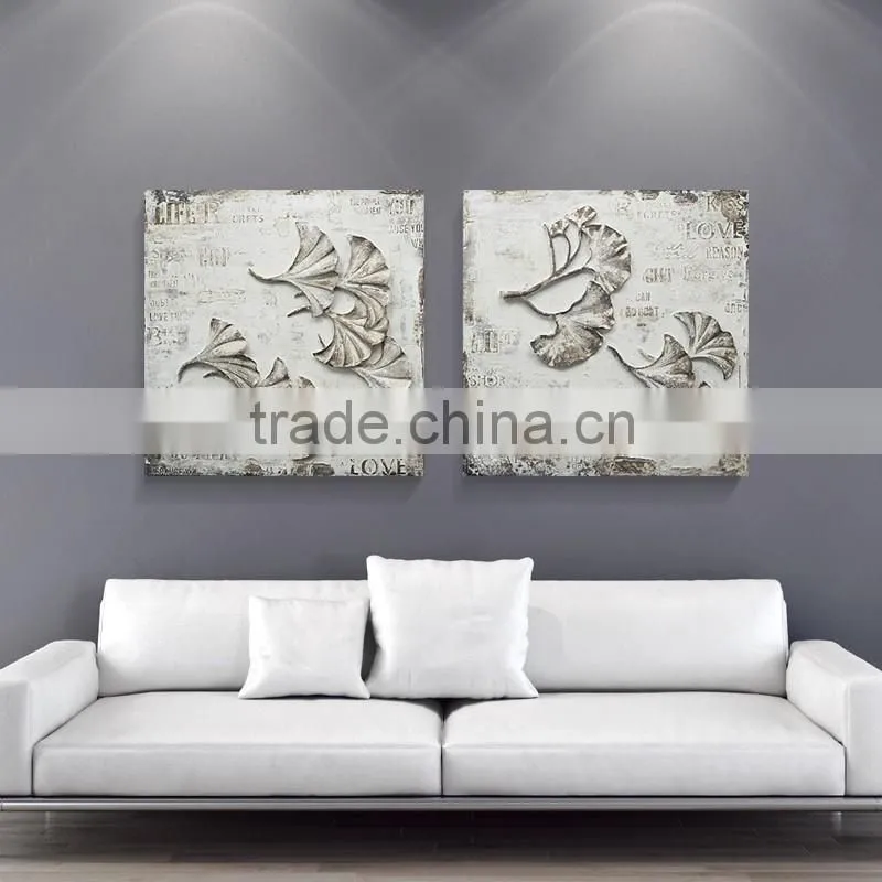 Environment Friendly Indoor Decor Gingko Leaf Oil Painting