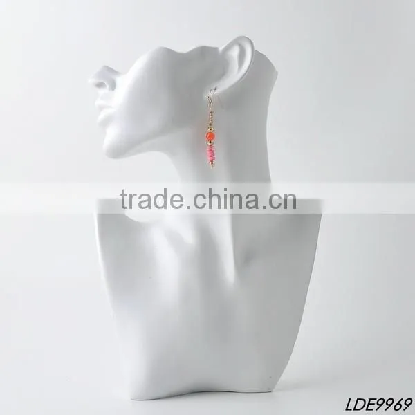 Gold beaded with pink disk adorable earrings
