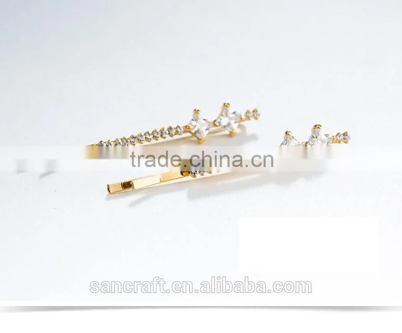 18k gold plated ladies fancy metal hair clips