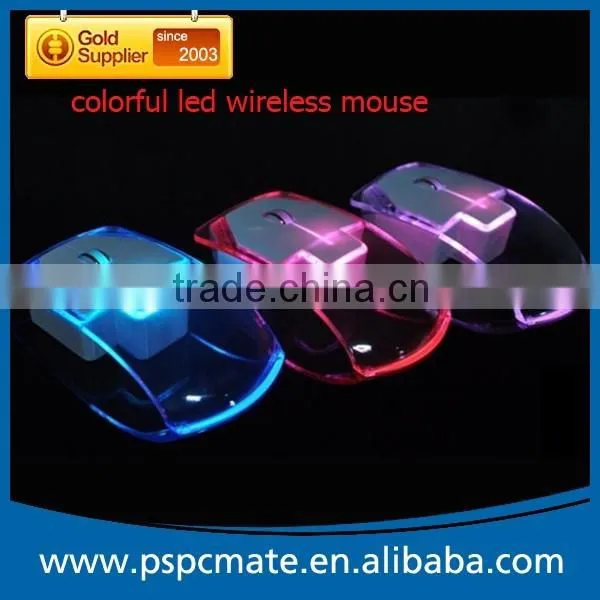 Computer Transparent Wireless Mouse with colorful led light