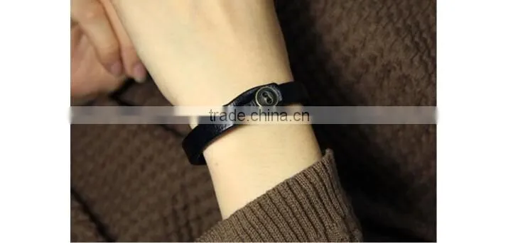 >>New arrival classic plain leather Bracelet,button leather bracelet//