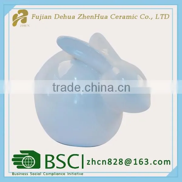 mini white glazed ceramic easter rabbit figurine