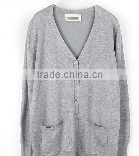 New Womens Cardigan V Neck Loose Long Sleeve knit sweater coat long