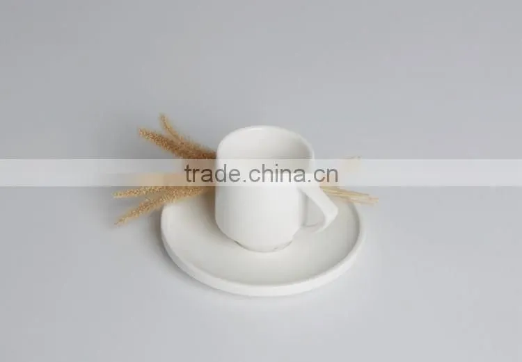 white durable ceramic rimmed espresso cup with saucer