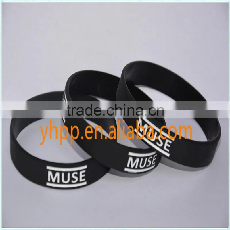 Custom Muse Ink-filled Silicone Debossed Wristband Bracelet for Music Fans