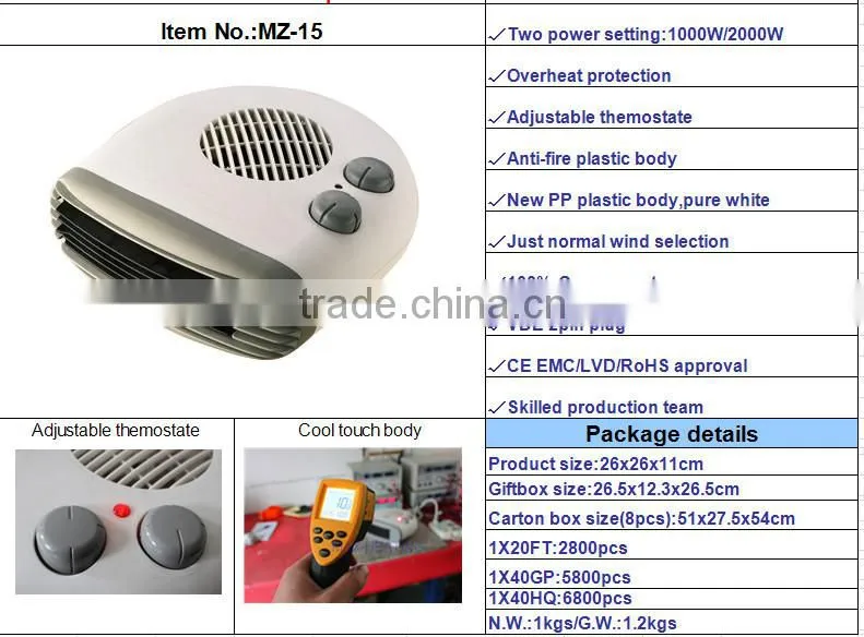 2015 NEW PRODUCT fan heater electrical heater electric 220-240V plastic body material fan heater