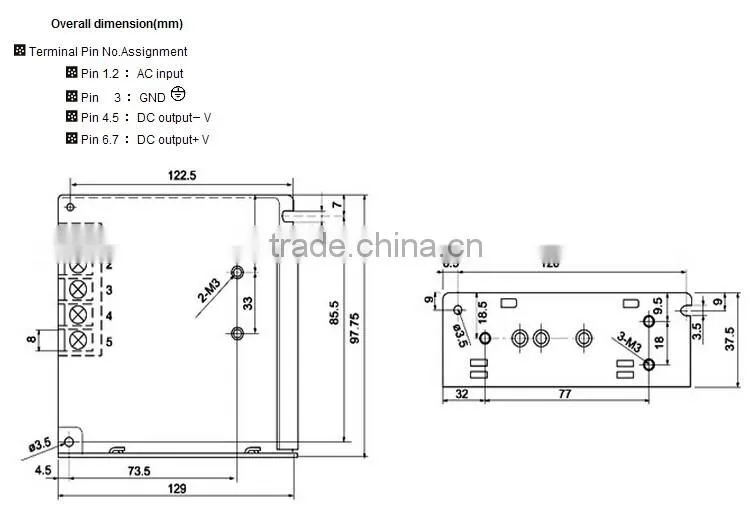 CNGAD 35W 5V 7A Switch Mode Power Supply(switching power supply 7A,switch mode power supply)(S-35-5)