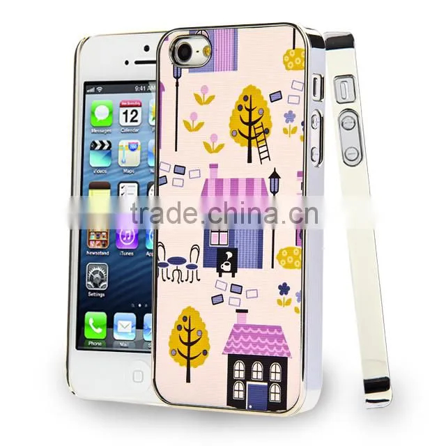Set Screen Protector And Case For Iphone 5 , Beautiful Aluminium Flower Case