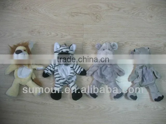 A series of unstuffed plush animal