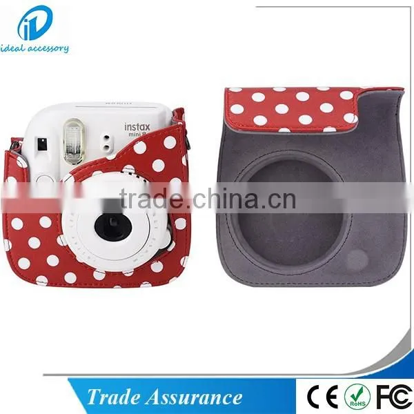 Dot PU Leather Fuji Mini Case Bag for Fujifilm Instax Mini8 with Shoulder Strap Camera case