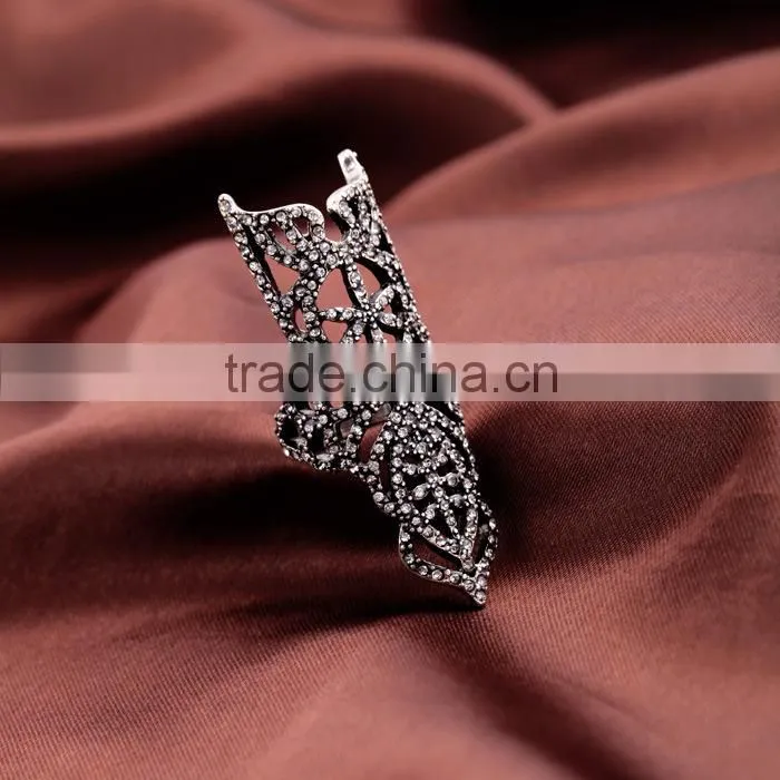 2015 china wholesale Ashine brand Europe&America Fashion simple hollow statement gunblack silver ring