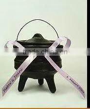 size 1/4 Mini cast iron black three legged potjie pot
