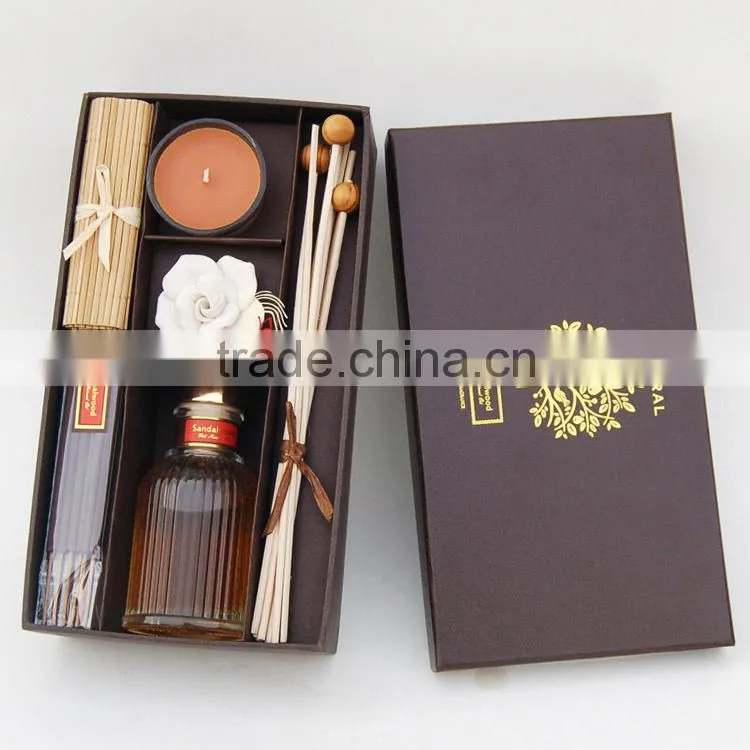 Customized glass bottle with essential oil reed diffuser with incense stick