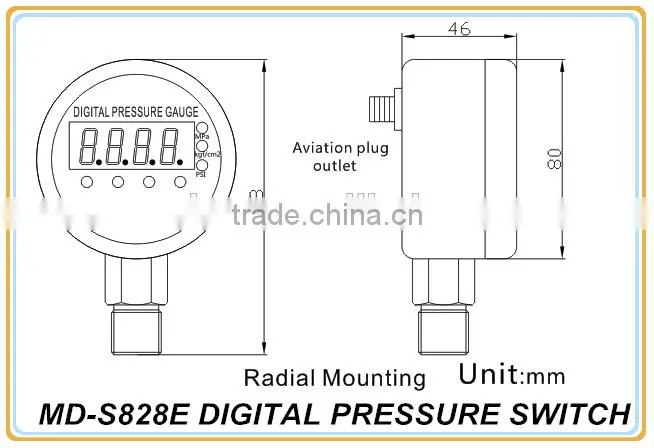MD-S828E Radial direction mounting high precision Water, Oil, Gas Intelligent Digital Pressure Switch