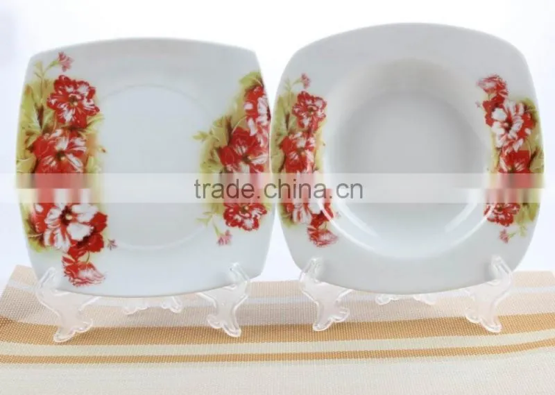 Mexican style Square shape porcelain dinnerware ceramic dinner set