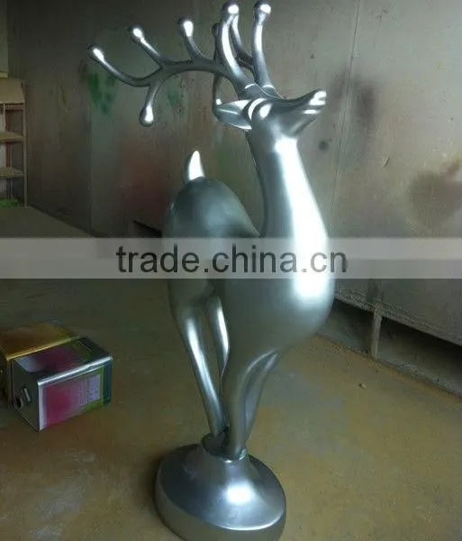Fiberglass Silver Sculpture deer, Christmas Indoor Decorating Reindeer