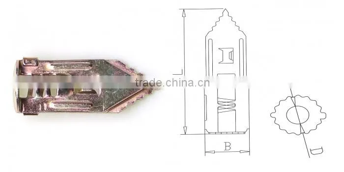 Wall Anchor for Plasterboard with Yellow Zinc Plated