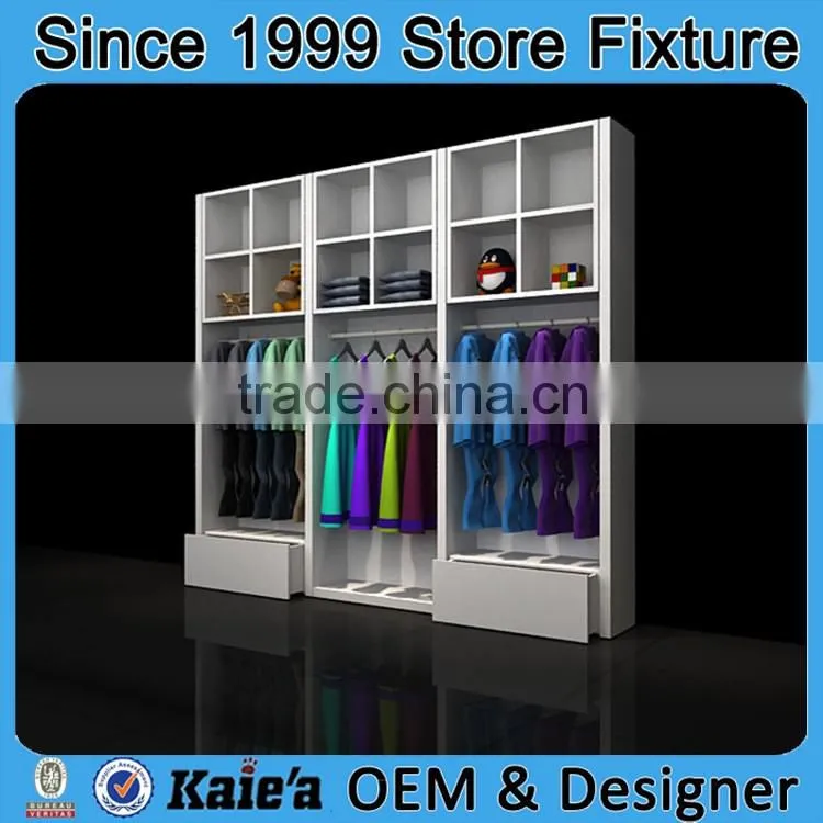 Wooden wall panels display rack/clothes display cabinet for store