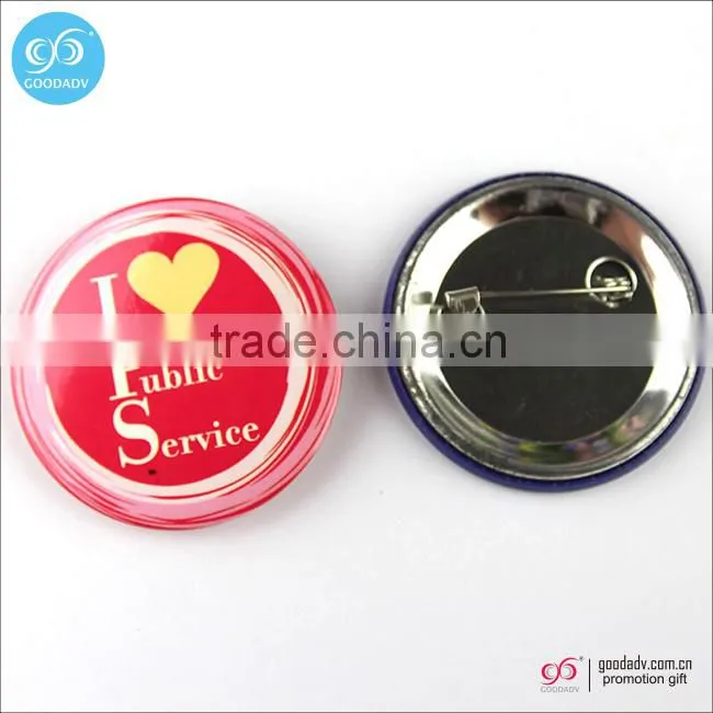 China factory supply company Logo cheap custom tin button badge with safety pin