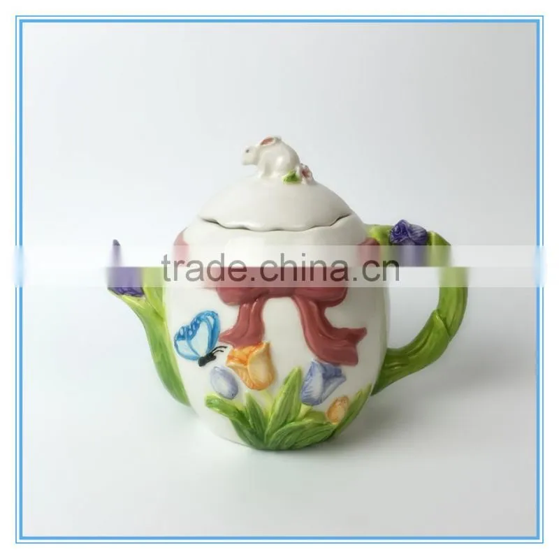 House Use Hand Print Ceramic Tea Pot Canister