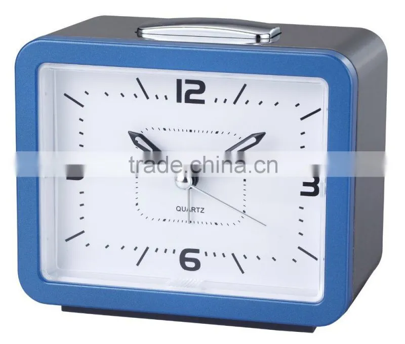 Blue or Red Bell Beep Square Quartz analog Alarm Clock for elderly