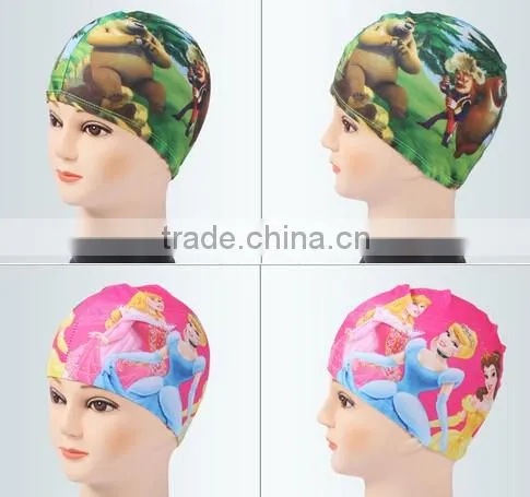 2016 new design High Quality Cute Cartoon Printing Children Waterproof Swimming Hat
