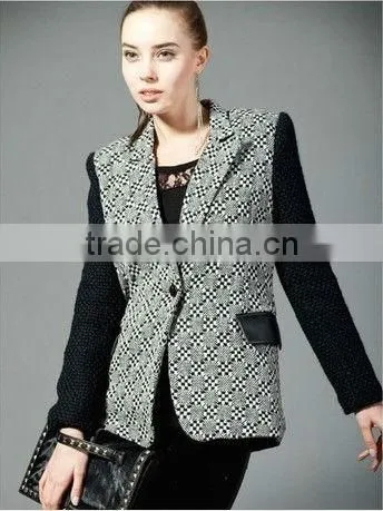 women winter coats elegant jacquard wool long sleeve high quality