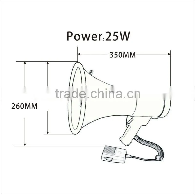25W siren speaker with lithium battery USB and SD card socket