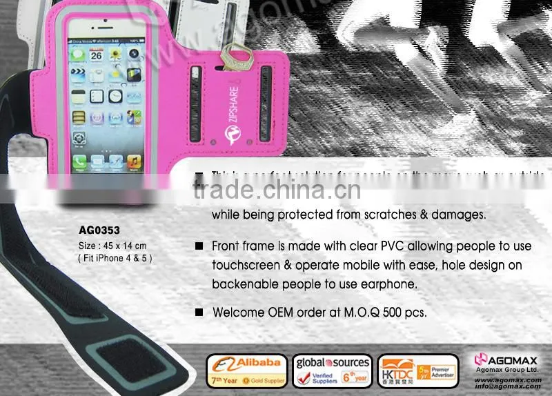 Cheap prices reusable mobile phone velcro and elastic arm band