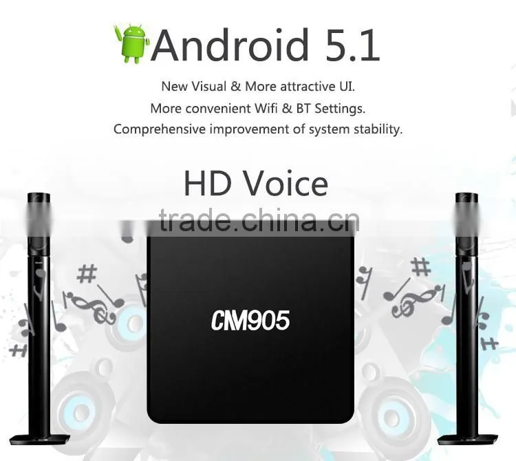 2016 Cloudnetgo Android 5.1 OS 4K UHD Quad Core Digital Set top box CM905 Wifi TV box S905 Kodi 15.2 TV box in Cheap price