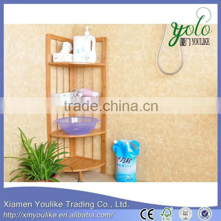 New design bathroom Bamboo and wooden Corner shelf for home