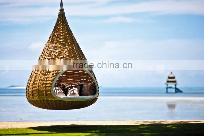 Patio Rattan Outdoor Furniture Nest Swing Bed - Wicker Furniture Nestrest Hanging Round Bed Furniture