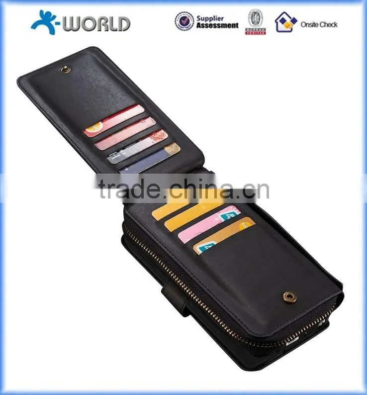 Zip Pocket handheld card organizer cover case for Samsung galaxy S6 edge