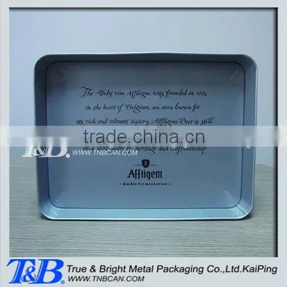 top grade square tin tray