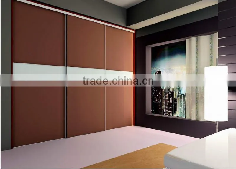 Painting glass door wardrobe with aluminum frame tempered glass sliding door closet