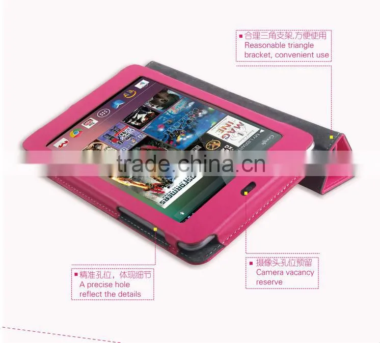 Pink Smart Cover Slim Magnetic PU Leather Case for Google Nexus 7Inch Tablet